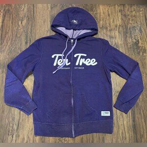 Purple Ten Tree zippered hoodie sweater embroidered Medium mint condition